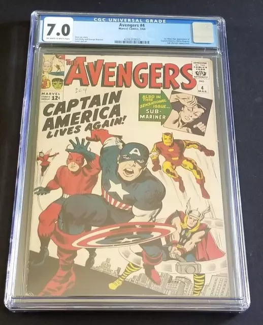 Avengers #4 • Cgc 7.0 Oww Pgs • 1St S.a. Captain America