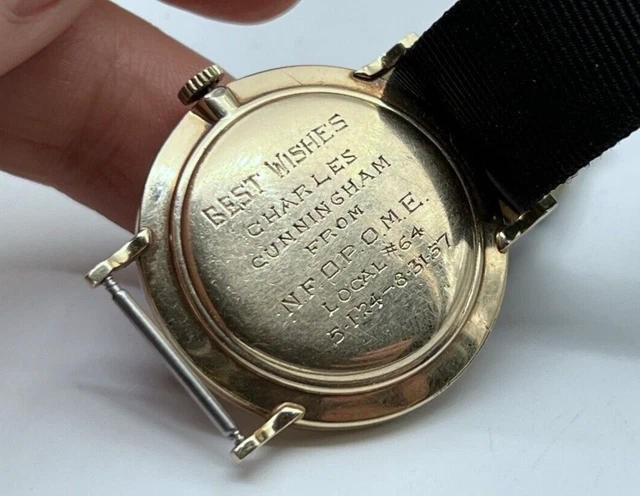 1957 Wittnauer Manual Wind Gold Filled 10K Original Dial Engraved Back Case Runs