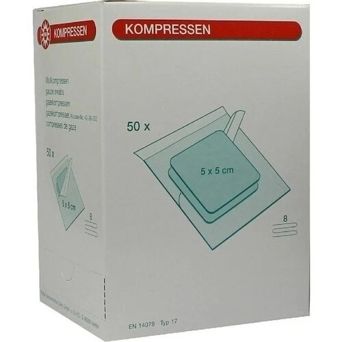 MULLKOMPRESSEN 5x5 cm steril 8fach, 100 St PZN 07385724