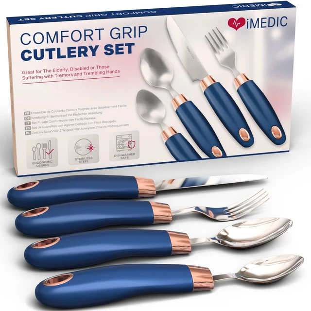 Disabled Cutlery Set Elderly Adult Spoon Fork Weighted Easy Grip Eating Aid UK