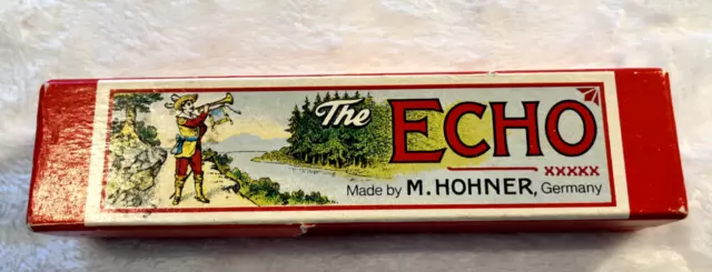 Vintage Hohner Echo Harmonica Key C Germany Original Box Small Tear