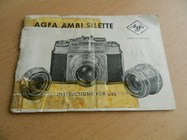 Mode d'emploi ancien pour appareil argentique Agfa Ambi Silette langue anglaise 