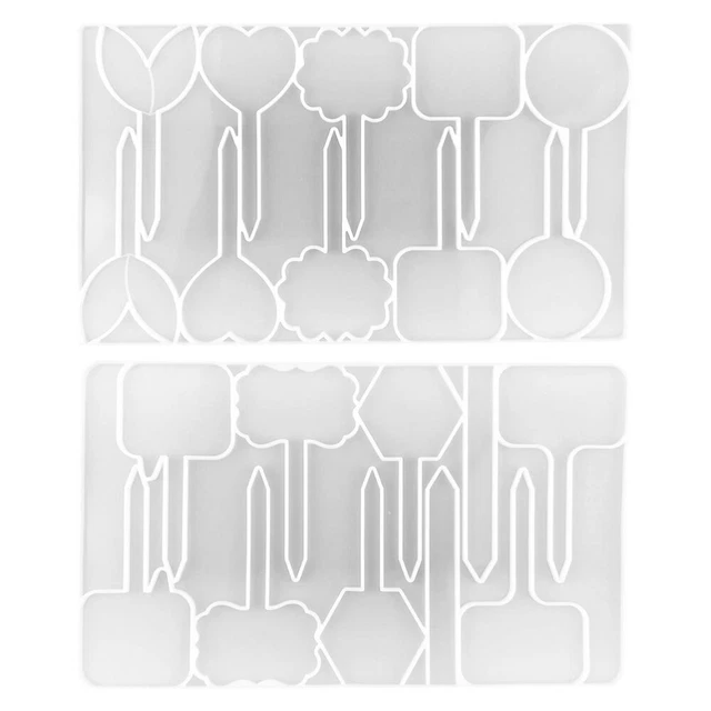 2 Pcs Moule En Résine De Silicone Pochoirs D'étiquettes Plantes Époxy