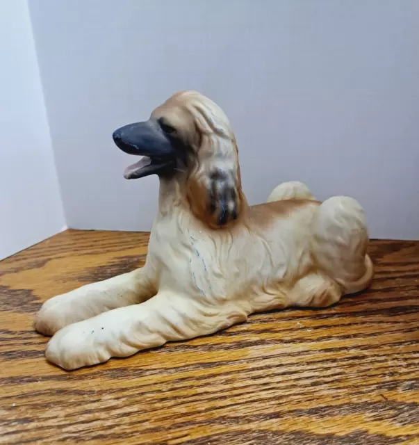 Vintage Porcelain Afghan Dog Figurine Laying Down 7.5'' L