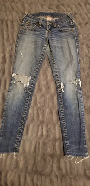 True Religion Womens Jeans Julie Skinny Pocket Flaps Stretch Low Rise 26 USA