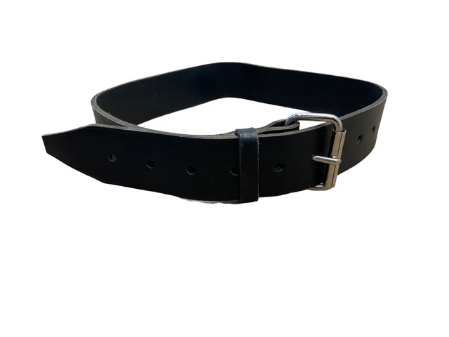 Black Leather 2" Duty Belt With Silver Buckle And Roller BLTLEAT04A