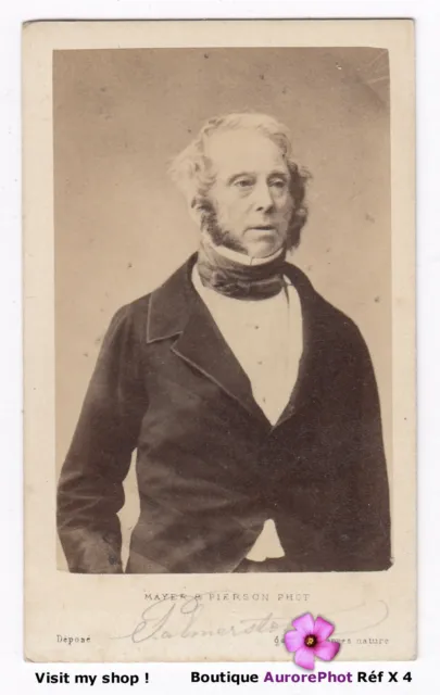 Lord Palmerston, Henry John Temple, Homme D'état Britannique, Cdv  1865 -X4