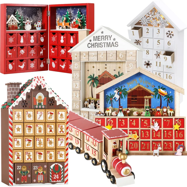 Calendario dell'avvento in legno con stella, inciso al laser, rovere - Italia