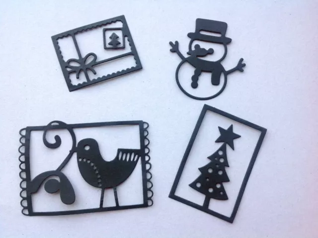 Christmas Festive Die-Cuts - 4 Designs in assorted Colours (sets of 12)