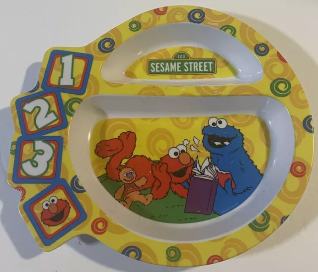 Sesame Street Elmo Cookie Monster 123 The First Years Melamine Divided Plate
