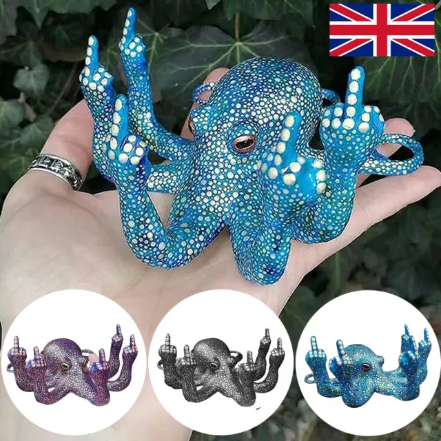 Middle Finger Octopus Statue Resin Ornament for Garden Indoor Outdoor Home Decor