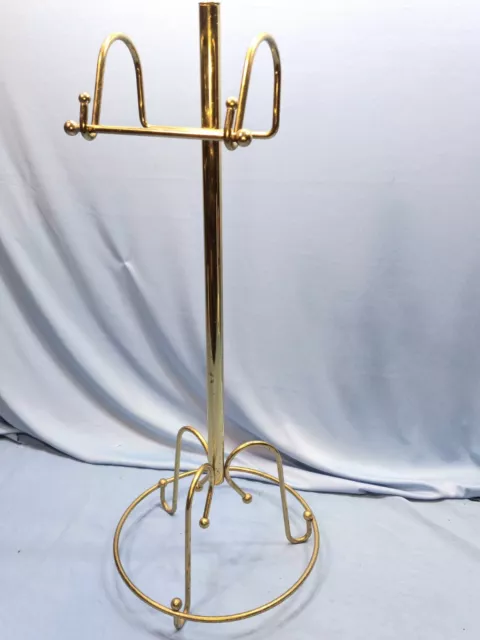 Vintage Brass Tone Freestanding Stand Toilet Paper Tissue Holder Pedestal MCM