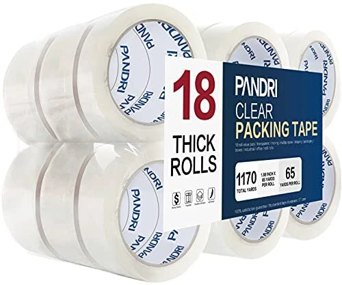 PANDRI Clear Packing Tape, 18 Rolls Heavy Duty Packaging Tape for Shipping Pa...