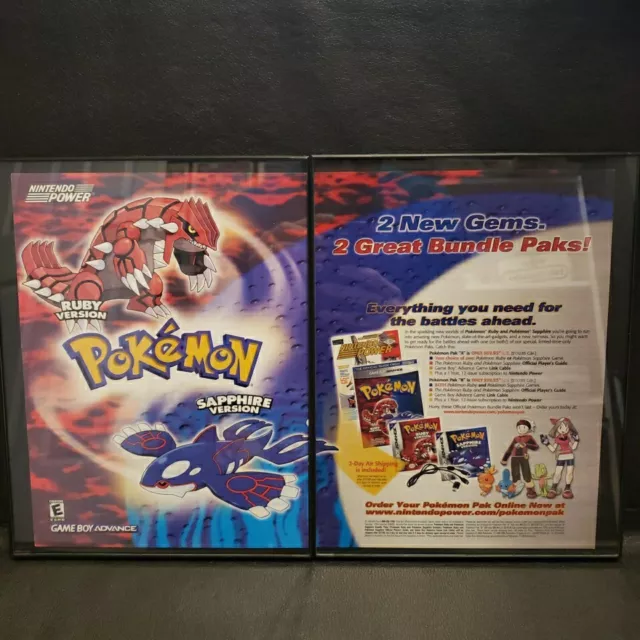 ENMARCADO 2003 Pokémon Rubí Zafiro Guía de Estrategia Anuncio JCC GBA Videojuego Arte de Pared 3