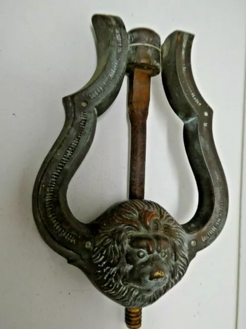 Antique Ornate Brass Door Knocker Lions Head Victorian