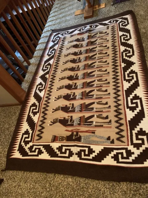 Large Native American Navajo Yei Be Chai Dancer  Rug See description. AS IS