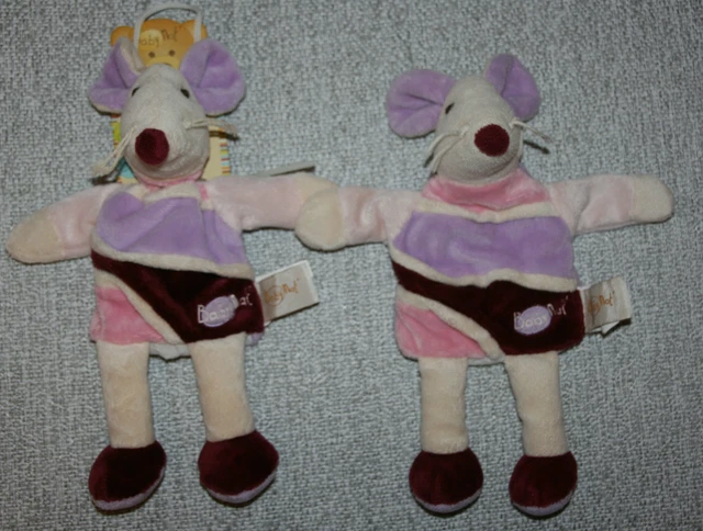 Babynat Baby Nat 2 Doudou Souris Plat Marionnette Rose Violet Neuf+2° Kdo Be