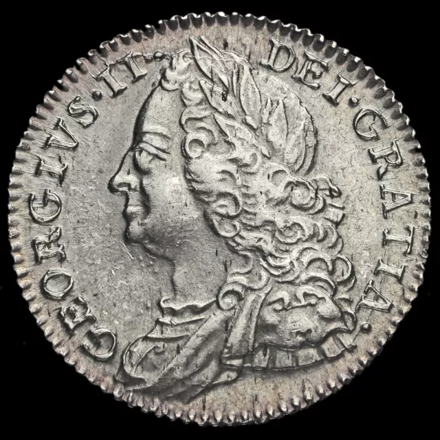 1758 George II Early Milled Silver Sixpence, G/EF #2