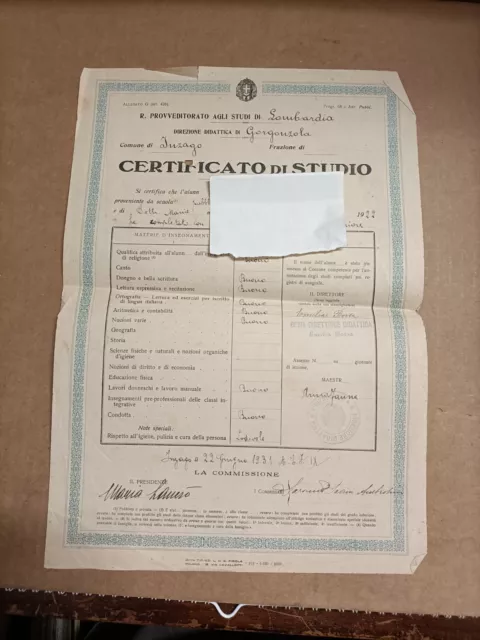 Certificato Di Studio - 1922