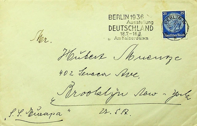 Deutschland 25pf Auf Abdeckung Von Berlin Sich Brooklyn Ny USA Via S.S Europa W
