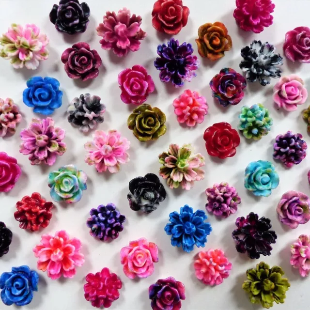 3D Nail Art Fimo Polymer Clay Flowers "Roses" Pink White Mix Embellishment Craft