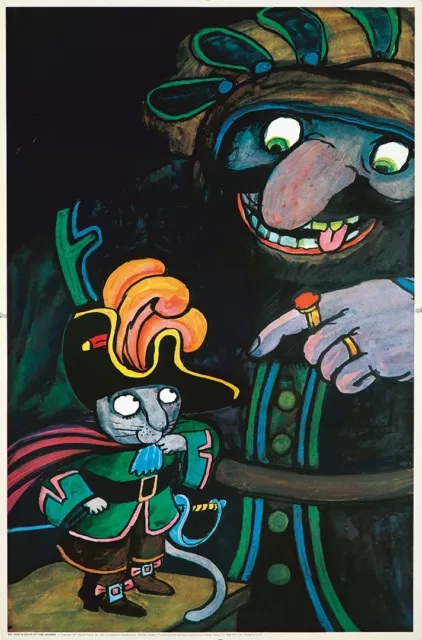 Original Vintage Poster Tomi Ungerer Puss N Boots Cat Fairytale Children Story
