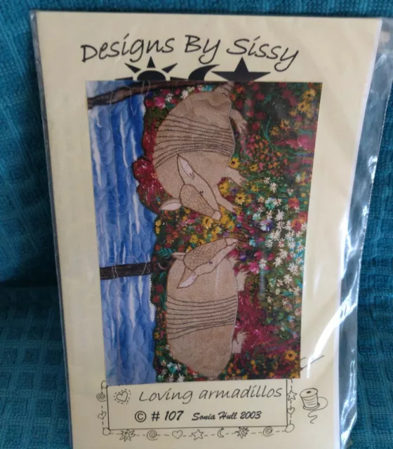 LOVING ARMADILLOS #107 Quilt Pattern Block or Wall Hanging Designs by Sissy 2003