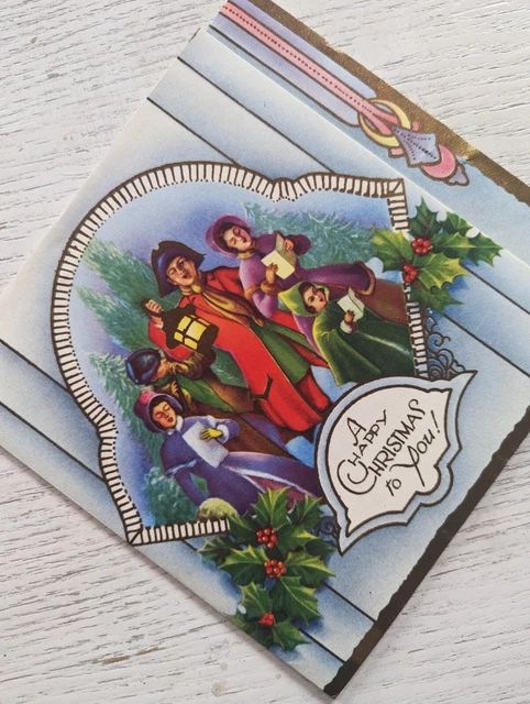 Vintage Crinoline 1950's Used Christmas Carol Singers Greeting Card (EB3709)