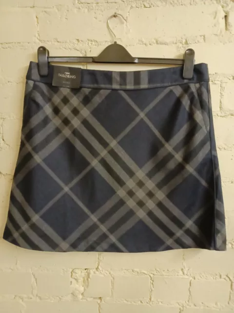 NEXT Tailoring short skirt, UK 16, navy/grey plaid/check, lined, pockets BNWT