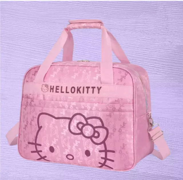 Sanrio Hello Kitty Pink KT AOP 2-Way Travel Tote Bag Women's Premium Duffel Bag