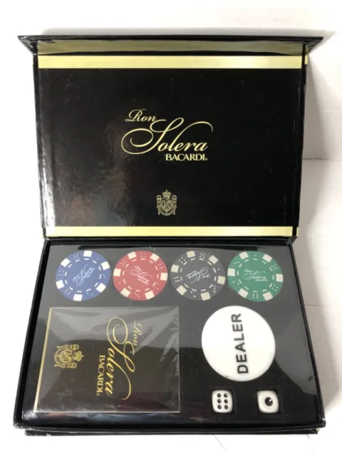 Ron Solera Bacardi Playing Cards Chips Dice Set RARE Hard To Find HTF New