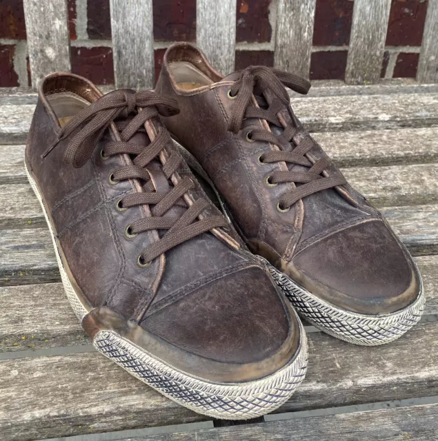 FRYE Greene Low Lace Brown Leather Lace-Up Sneakers Shoes Men's 12