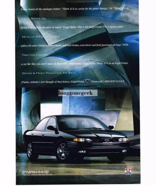 1994 Jeep EAGLE Vision TSi Black 4-door Sedan Vintage Print Ad