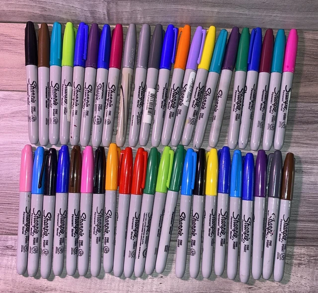 SHARPIE PERMANENT MARKER Fine Point Lot(44)Tested Black Pink Metallic
