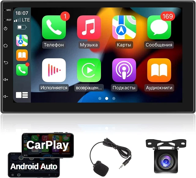 Podofo Autoradio 2 Din con Apple Carplay e Android Auto, 7 Pollici Touchscreen S