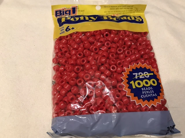 Darice Pony Beads 6 mm X 9 mm 1,000/Pkg Opaque RED for kids crafts and beading