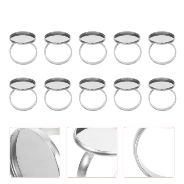 10 piezas Base de joyería para dedos Bases de acero inoxidable Blancos Bisel Baffle