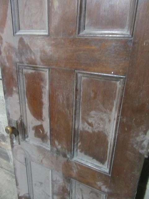 ~ ANTIQUE OAK 6 PANEL DOOR WITH HARDWARE L ~ 31.75 x 81.5 ARCHITECTURAL SALVAGE 9