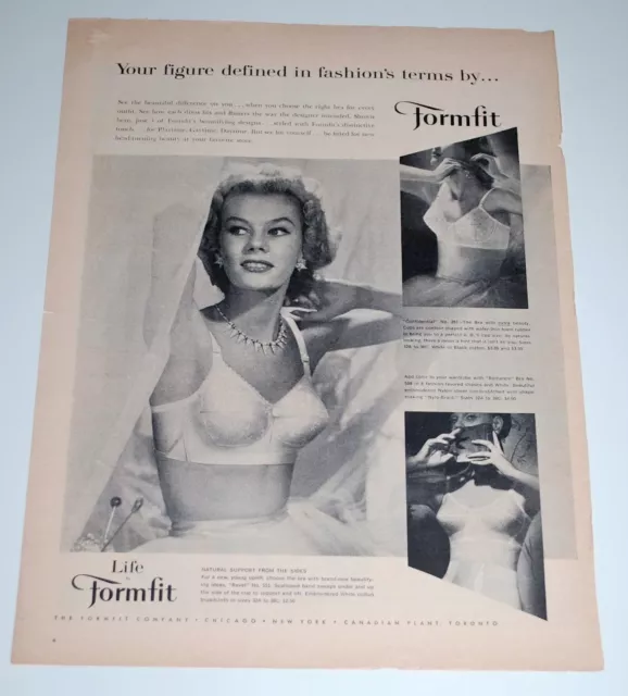 Formfit lingerie vintage print ad 1950 art illustration decor 50s bra  girdle GGA 
