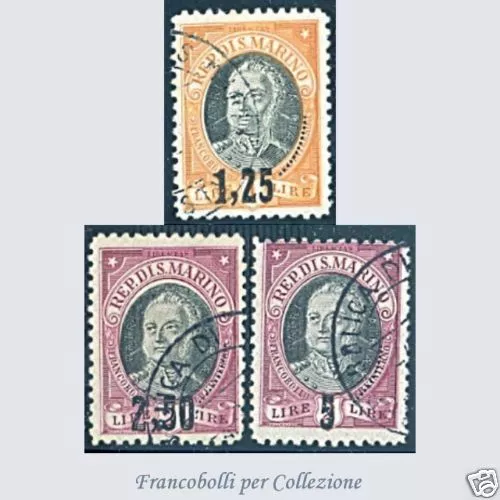 1927 San Marino Onofri soprastampati n. 130/132 Usati