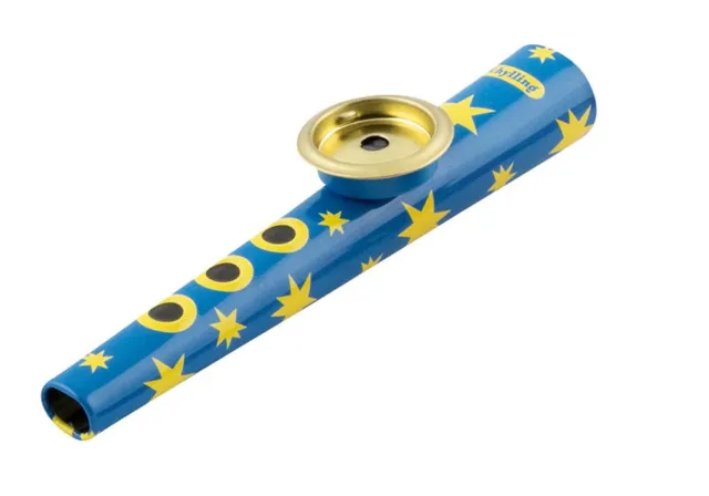 KAZOO Kazzoo BLAU Membranophon Kammblasen Trompeten-Ton Metall Metallkazoo NEU