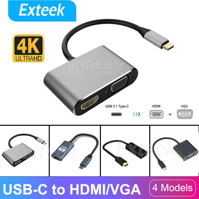 USB-C 3.1 Type C to HDMI VGA Female 4K@60Hz Cable Hub Convertor For MacBook Pro