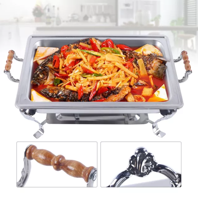 Buffet Chafing Dish 201 Edelstahl Speisenwärmer Bain Marie Warmhaltebehälte