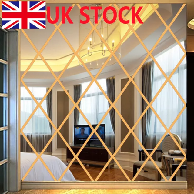 6-18PCS 3D Mirror Tiles Wall Stickers Self Adhesive Stick On Home Art  Mosaic UK