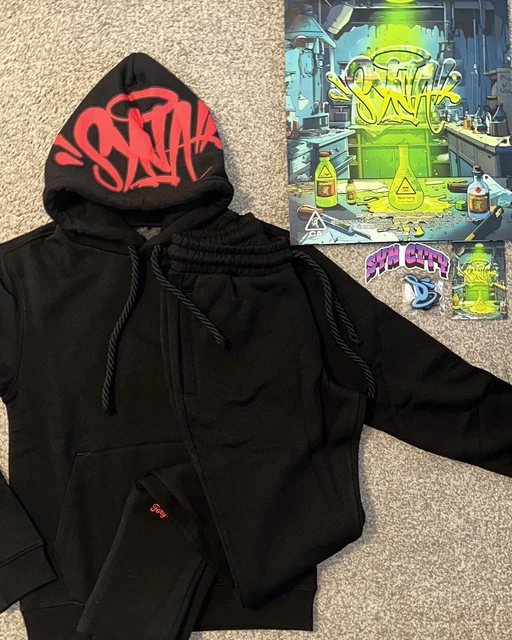 SYNA WORLD TRACKSUIT Black / Red Central Cee . Fast Delivery 