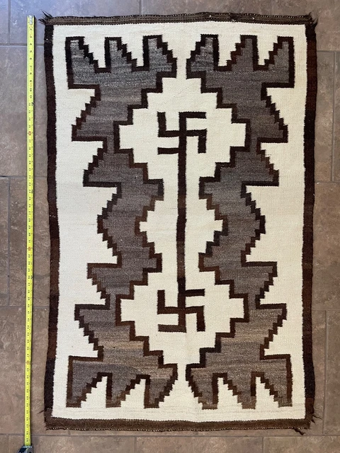 Vintage  Native American Navajo Woven Rug 37" x 57"