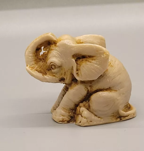 Small Vintage Elephant Figure Made in Mexico miniature statue hard poly resin