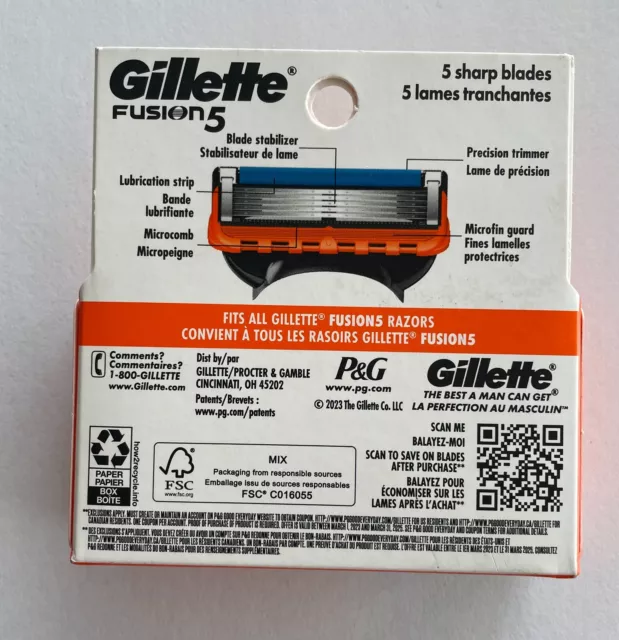 GILLETTE FUSION5 RAZOR Blades Refill 4 Cartridges, NEW FREE SHIP_6876 ...