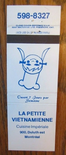 Vietnamese Restaurant Matchbook Cover: Petite Vietnamienne (Montreal Quebec) -E8