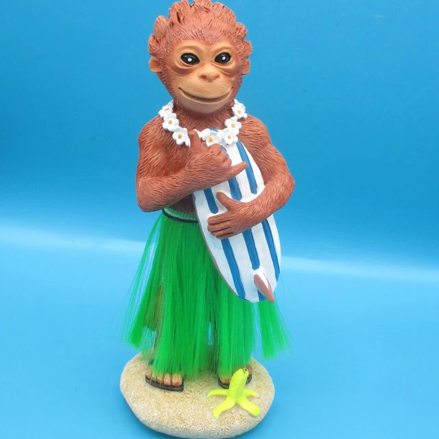 DASHBOARD BOBBLEHEAD HULA Monkey Green Skirt Surfboard £7.09 PicClick UK